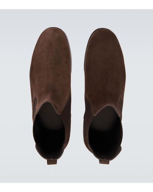 Manolo Blahnik Brown Sempione Suede Chelsea Boots for men