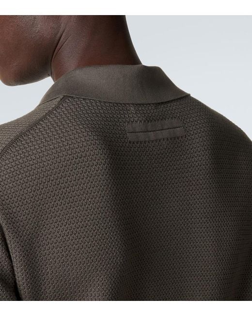 Zegna Green Knitted Cotton Polo Shirt for men