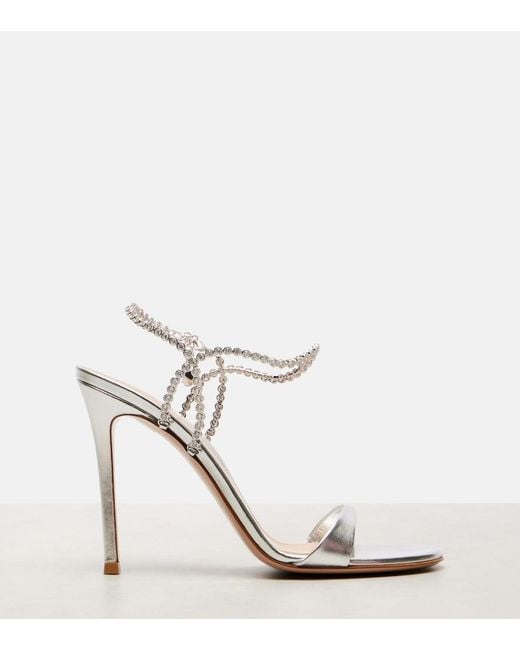Gianvito Rossi White Eternity Embellished Leather Sandals
