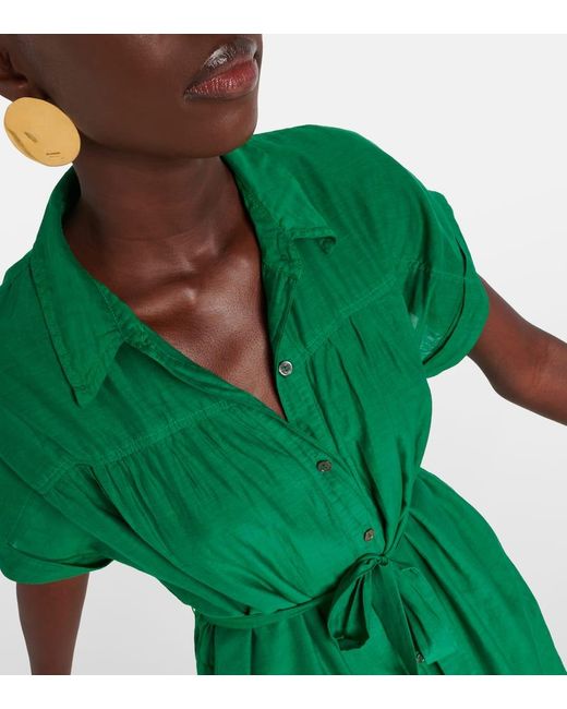 Velvet Green Marla Cotton And Silk Shirt Dress