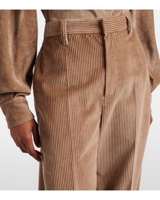 Brunello Cucinelli Brown Monili Cotton Corduroy Wide-Leg Pants