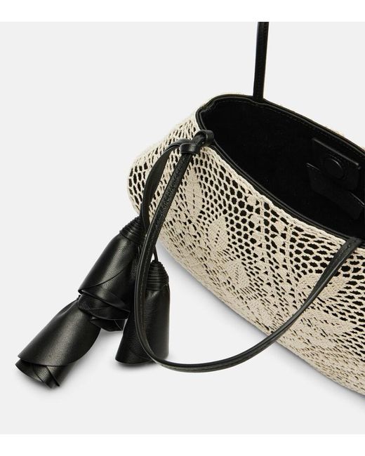 Magda Butrym Black Maya Small Crochet Leather-Trimmed Shoulder Bag