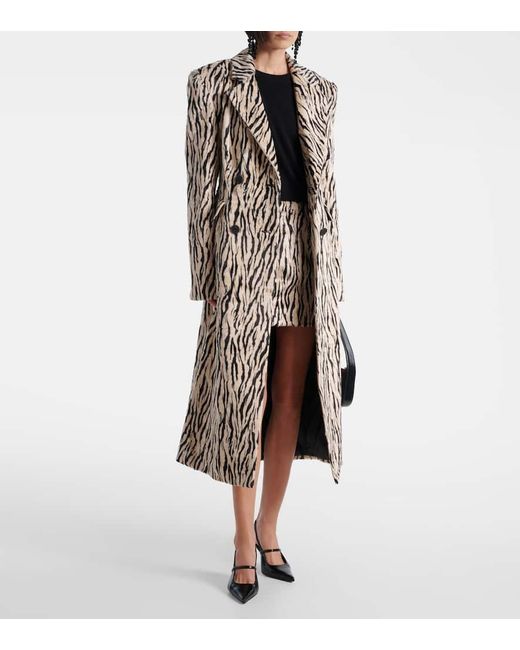 ROTATE BIRGER CHRISTENSEN White Printed Faux Fur Miniskirt