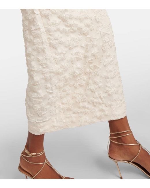 ROTATE BIRGER CHRISTENSEN White Patterned-jacquard Midi Bridal Dress