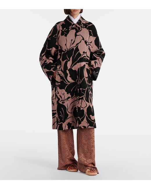 Dries Van Noten Black Floral Coat