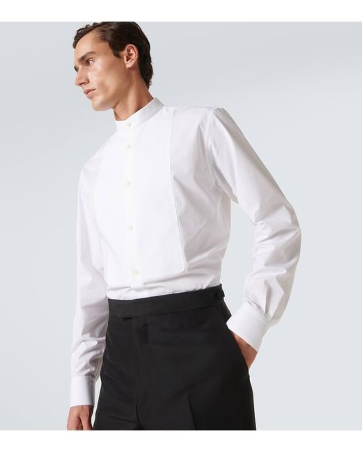 Loro Piana White Cotton Tuxedo Shirt for men