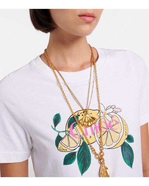 Chloé White Printed Cotton T-Shirt