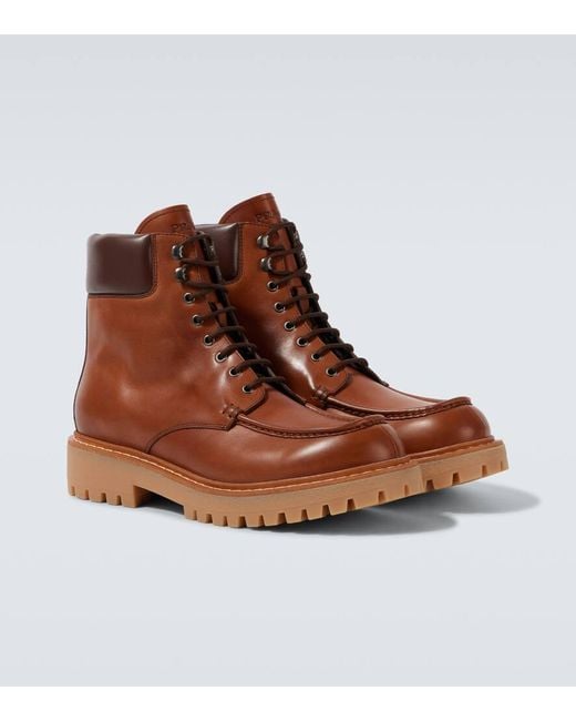 Prada Schnuerstiefel Aus Leder in Brown für Herren