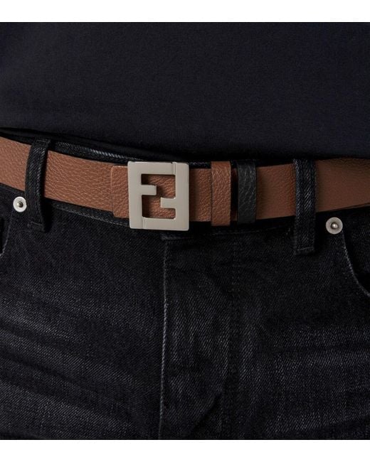 Fendi Brown Ff Reversible Leather Belt for men