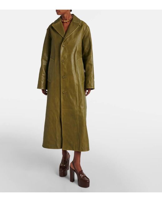 Gucci Green Mantel Aus Leder