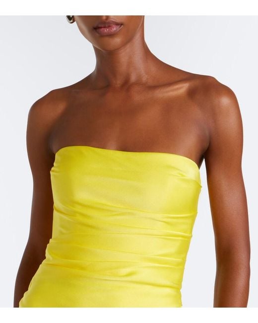 Alex Perry Yellow Satin Crepe Bustier Gown