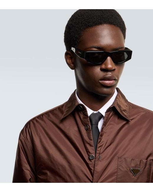 Prada Black Symbole Rectangular Sunglasses for men