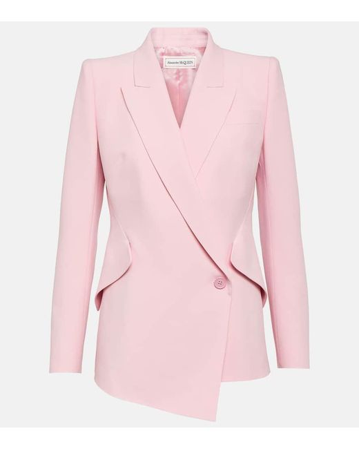 Alexander McQueen Pink Asymmetric Crepe Blazer