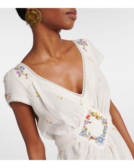 RIXO London Carey Embroidered Maxi Dress in White | Lyst UK
