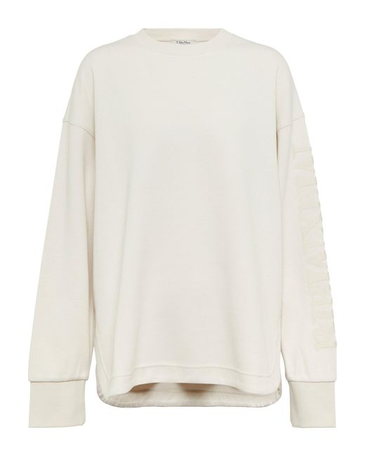 Max Mara Cotton-blend Jersey Sweatshirt in Nordic White (White) | Lyst