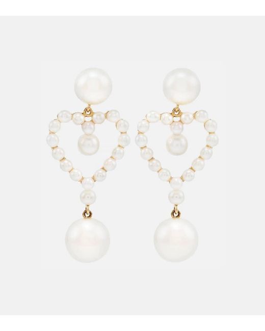 Pendientes Pearl Heart de oro de 14 ct con perlas Sophie Bille Brahe de color Natural