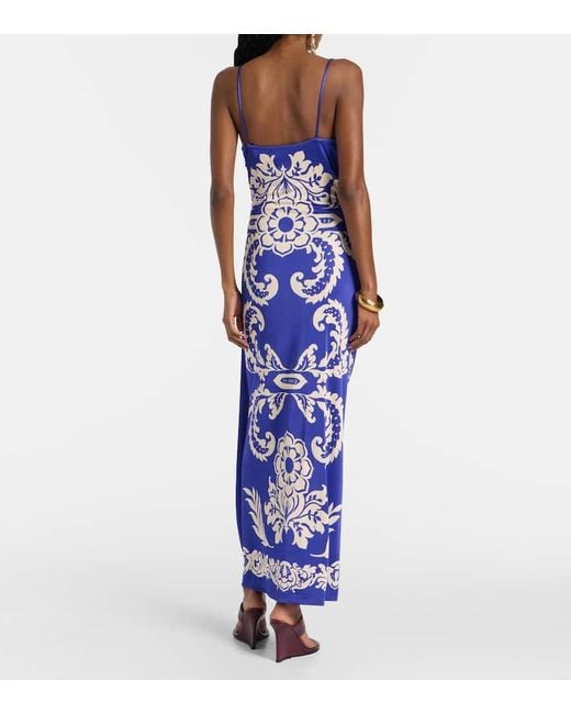 Etro Blue Bedrucktes Maxikleid