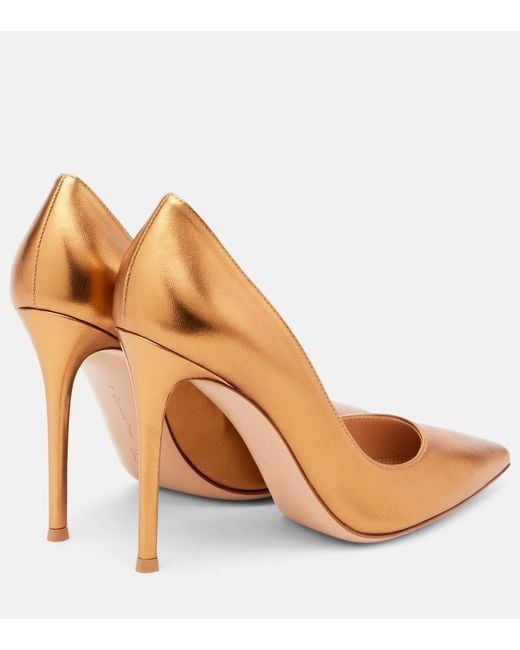 Gianvito Rossi Brown Gianvito 105 Metallic Leather Pumps