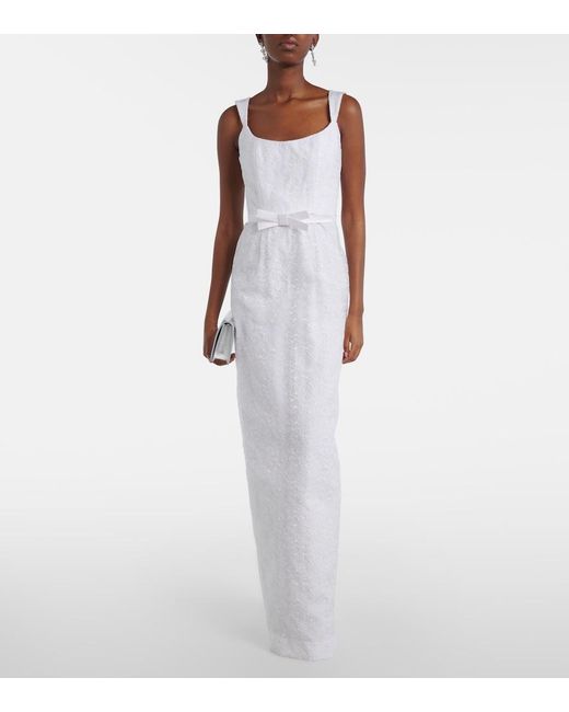 Markarian White Bridal Robin Floral Jacquard Gown
