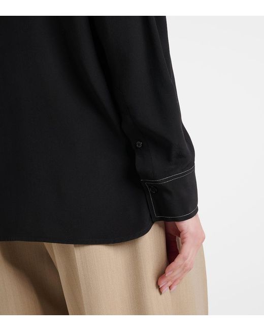 Victoria Beckham Black Ruffled Silk Blouse