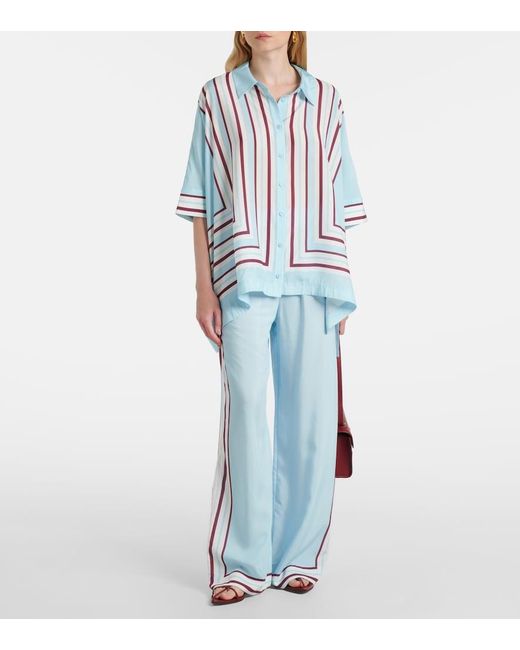 Jonathan Simkhai Blue Bowman Printed Oversized Shirt