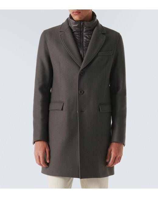 Herno Gray Wool-Blend Overcoat for men