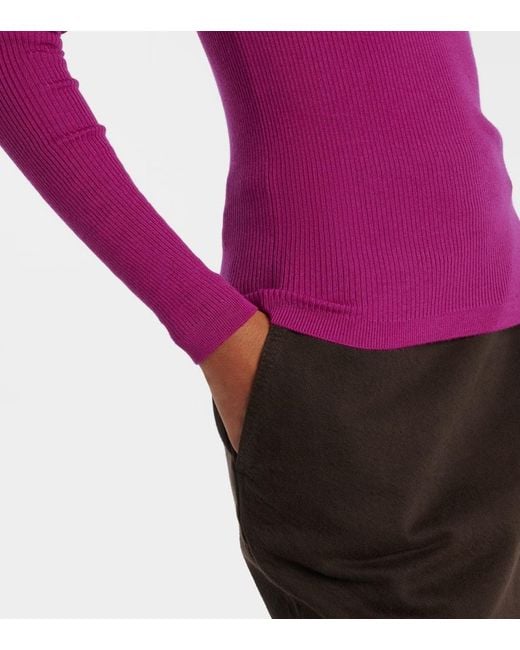 Saint Laurent Purple Wool, Cashmere, And Silk Sweater