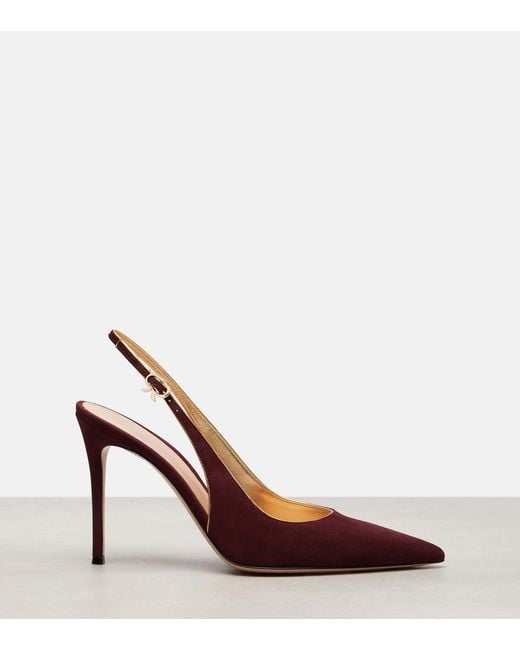 Gianvito Rossi Red Ribbon Sling 95 Suede Slingback Pumps