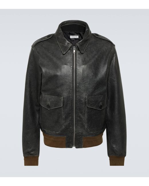 Frankie Shop Black Wyatt Leather Bomber Jacket for men