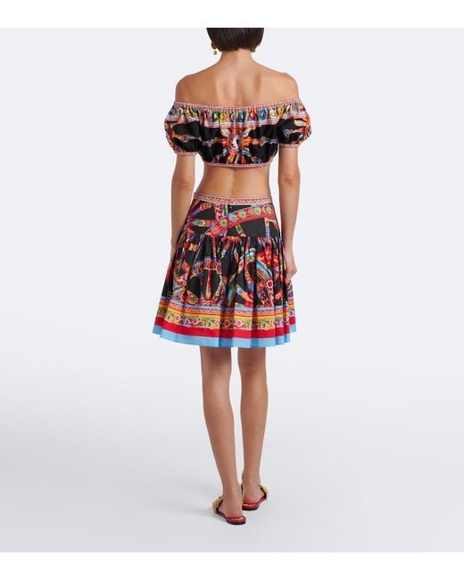 Dolce & Gabbana Red Carretto Cotton Miniskirt