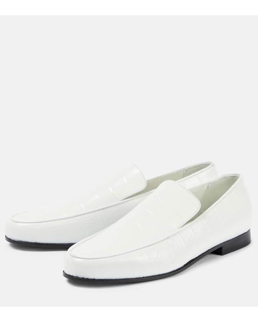Totême  White The Oval Croc-effect Leather Loafers