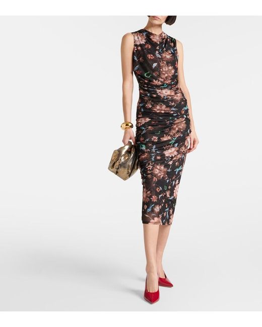 Dorothee Schumacher Black Sheer Flowers Floral Draped Midi Skirt