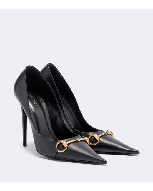 Gucci Black Donna Horsebit Leather Pumps