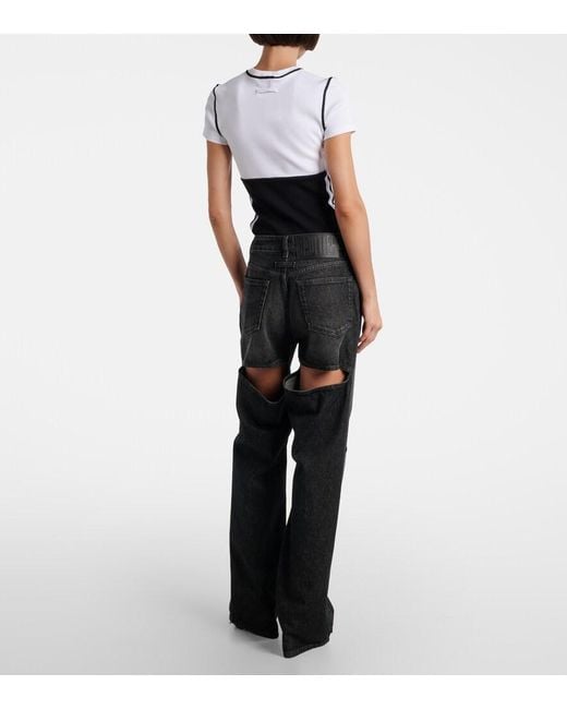 Jean Paul Gaultier Black Cutout Mid-Rise Wide-Leg Jeans
