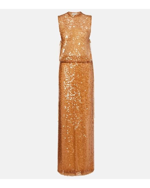 Christopher Esber Yellow Illuminate Sequined Tulle Gown