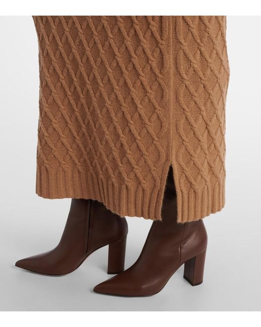 Max Mara Brown Po Knitted Camel Hair Maxi Skirt