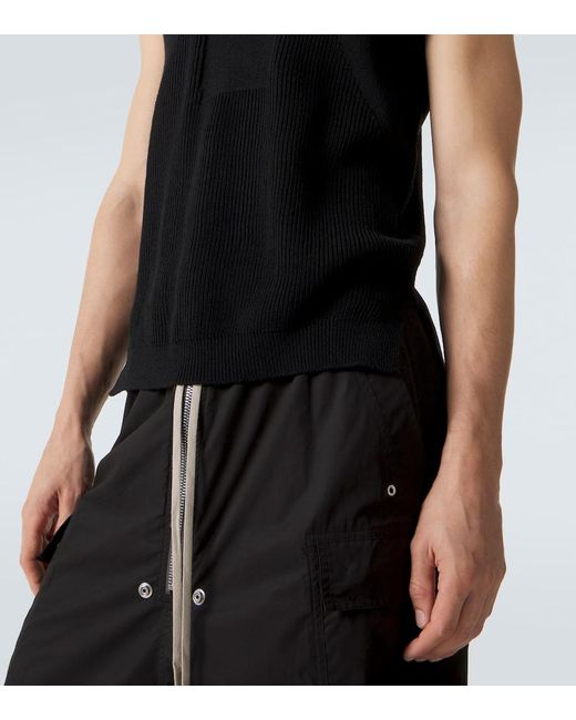 Rick Owens Black Ribbed-Knit Virgin Wool Tank Top for men