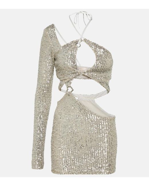 Roberta Einer White Banu Cutout Sequined Minidress