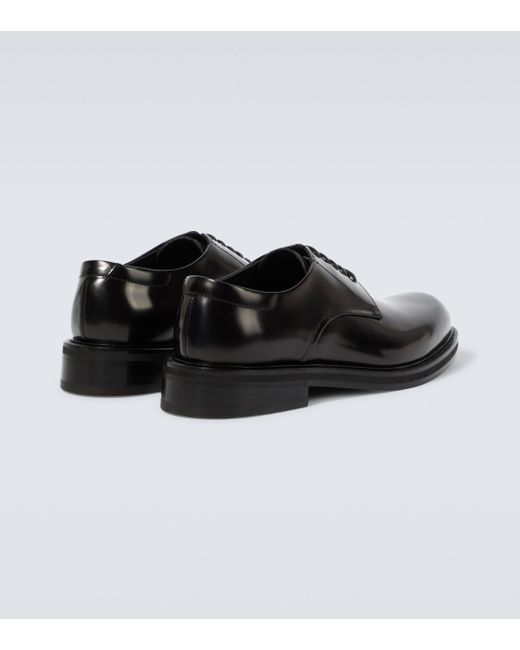 Canali Black Leather Derby Shoes for men