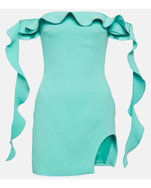 David Koma Blue Ruffled Minidress
