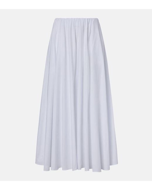 Staud White Milano Pleated Cotton Maxi Skirt