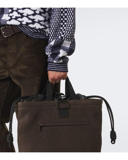 Loewe Black Squad Leather Backpack for men