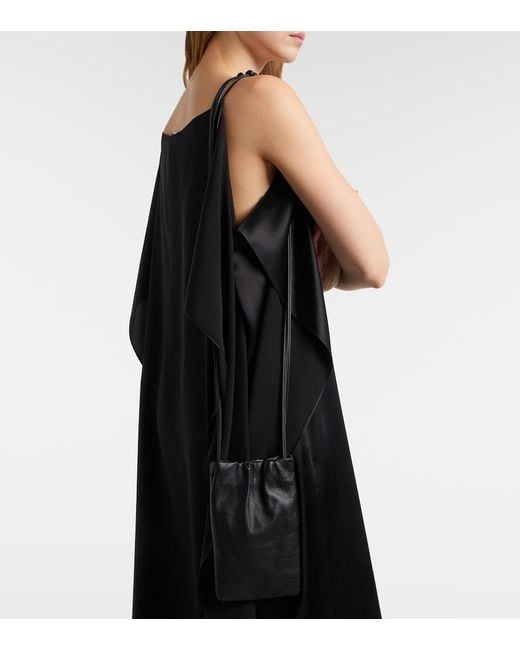 The Row Black Bourse Leather Phone Pouch