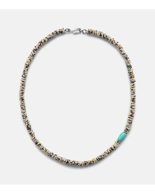 Ileana Makri Metallic Halskette Aus Quarz Mit 9Kt Weissgold Und Tuerkis