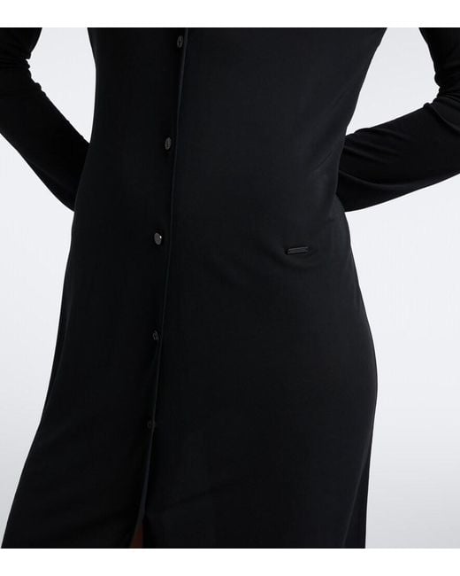 Gucci Black Semi-Sheer Crepe Jersey Shirt Dress