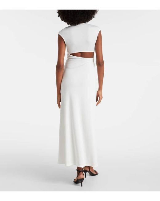 Christopher Esber White Verzierte Robe Mineral Stone Aus Jersey
