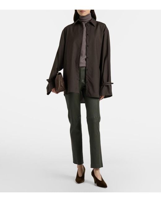 Joseph Green Leather Slim Pants