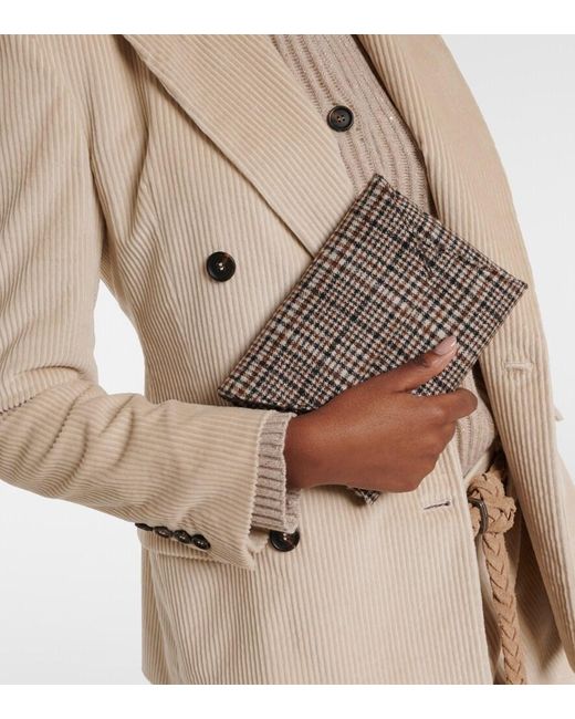Brunello Cucinelli Metallic Monili Mini Plaid Clutch