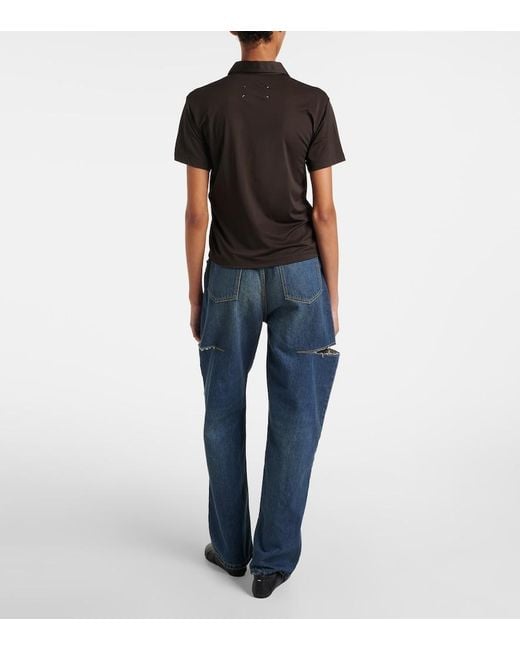 Maison Margiela Blue Distressed Barrel-Leg Jeans