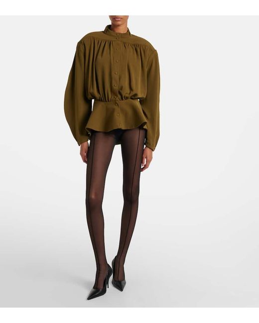 Mugler Green Bluse Re/Edit Hiver Russe Aus Crepe-Twill